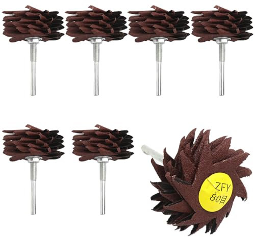 Ruota lamellare, disco abrasivo da 80 mm con gambo da 1/4, 80+120+150+180+240+320+400 ruote lamellari esagonali in tessuto abrasivo per lavorazione del legno intaglio e sbavatura