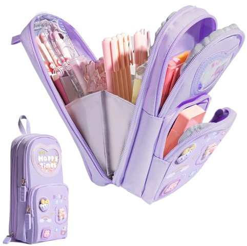 Gsrhzd Mäppchen, Federmappe, Große Kapazität Schlamppermäppchen, Unisex Mäppchen Aesthetic, Niedlich Federpenal, Federmäppchen Erwachsene, für Schule Büro Mädchen Damen Student, Lila