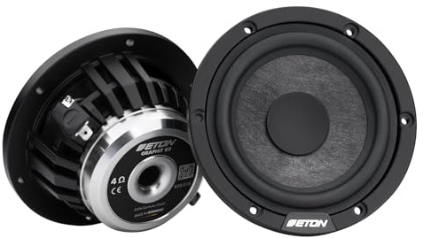 ETON Graphit 80 – 80 mm High-End Mitteltöner, Auto Lautsprecher | Audiophiler 3 Zoll Mitteltöner für PKWs & Wohnmobile, mit Carbonvlies-Sandwich-Membran, ideale für die GRAPHIT Serie, 1 Paar