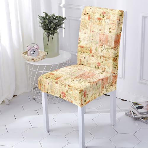 Gambo Stuhlhussen Vintage Blumen Stuhlhussen 4Er Set, Moderne Stretch Abnehmbare Waschbar Stuhlbezug,Stretch Stuhlhusse Mit Gummiband,Für Hotel,Bankett,Restaurant,Haus, Party,Hochzeit Deko