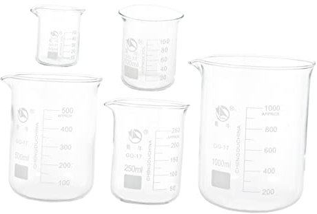 SOLUSTRE 5piezas Graduados De Vidrio Tazas Medidoras Herramientas De Medición Duraderos Antiadherentes Fácil Limpieza Para Líquidos