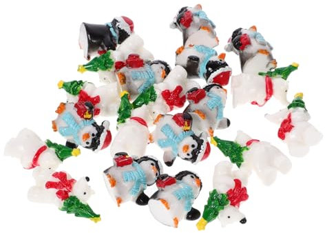 TOYANDONA 20stücke Teiliges Miniatur Weihnachtsfiguren Weihnachtsdeko Mit Weihnachtsbären Und Pinguinen Aus Resin Tischdekoration Für Xmas-Partys Und