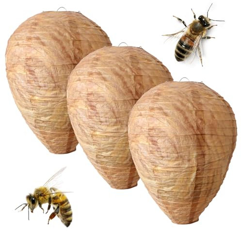 3 Pezzi Trappola Vespe e Calabroni Finta, Repellente Vespe Naturale, Anti Vespe da Esterno per Giardino Balcone Campeggio, Resistente alle Intemperie, Facile da Installare