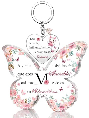 Regalos Inspiradores Carteles y Placas Decorativas Llavero Acrílica Juego A a la Z Letra Inicial 26 Alfabetos Cumpleaños Navidad Amiga Hija Recuerdo Graduación Mujeres Personalizadas San Valentín (M)