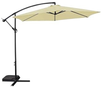 3m Outdoor Cantilever Banana Garden Parasol – Contemporary Design with Crank Handle (Cream)