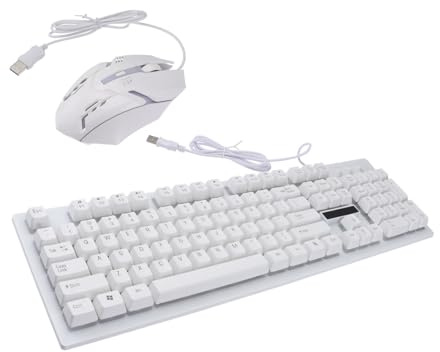 DIYEAH Juego de Teclado y Ratón para Juegos Cable USB, Diseño Mecánico, 104 Teclas, Iluminación, Uso en Casa y Café