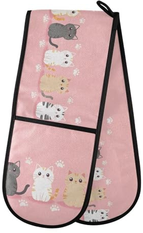 Quteprint Maniques doubles de cuisine matelassées, résistantes à la chaleur - 17,8 x 88,9 cm de long - Pour cuisine, barbecue, barbecue et micro-ondes - Lavable en machine avec boucle de suspension