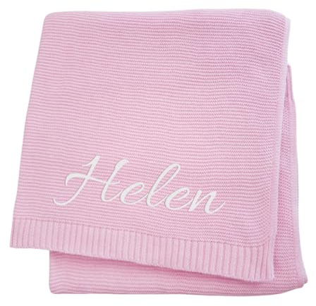 JIOJOG Decke Personalisiert Baby, Personalisierte Baumwoll Baby Decke mit Namen - Geschenke Zur Geburt Mädchen/Junge Personalisiert, Gilt Decken für Kinderwagen und Kinderzimmer, 75x100cm