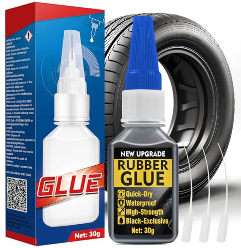 HuakChai Rubber Glues, Waterproof Rubber Cement, for Tires, Boots, Belts, DIY Craft, Car, Shoes, with Anti-Clog Cap, Waterproof, Heat-Resistant