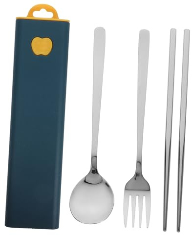 Yardenfun 1 juego Utensilios de Viaje Portátiles Acero Inoxidable con Estuche Juego de Cubiertos Reutilizables para Camping y Comidas al Aire Tenedor Cuchara y Palillos