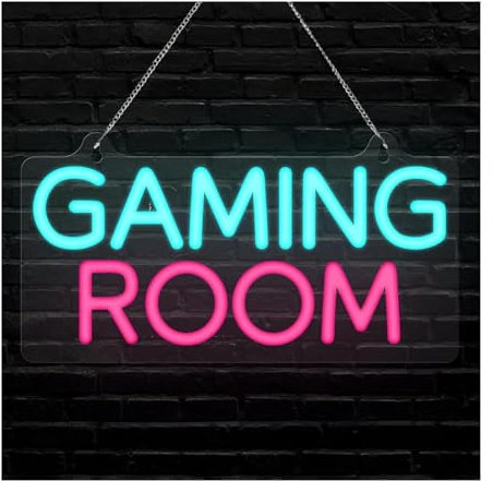 XENITE Luces Art Decoration Christmas Letrero De Neón“Gaming Room”Luces LED De Neón Para Decoración De Pared De Sala De Juegos, Para Niños, Gamers, Sobrinos, Hombres 16.4x31.1cm