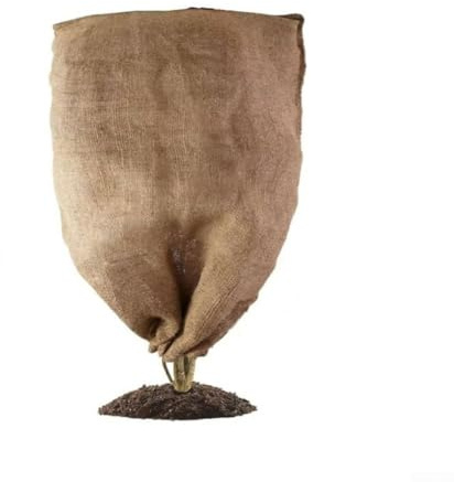 Housse de protection pour plantes d'hiver, en toile de jute avec fermeture éclair et cordon de serrage pour arbustes, arbres et plantes d'extérieur (80 × 100 cm)