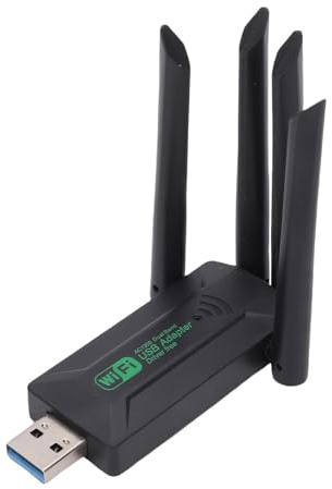 Goshyda Adaptador WiFi USB Inalámbrico para PC de Escritorio, Dongle de Red de Banda Dual de 1300Mbps 2,4G 5Ghz con Antena, Plug and Play WiFi 6 para PC Portátil