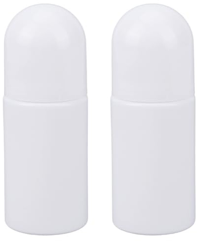 GORGECRAFT 2 st roll-on flaskor 50 ml eteriska oljor rullflaskor vit plast anti-perspirant tom återanvändbar deodorant flaska läckagesäker påfyllningsbara rullbehållare för resor kosmetika parfym