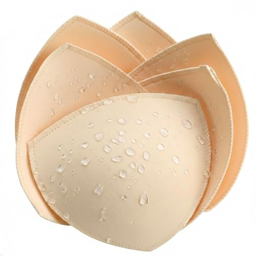 3 Pairs Waterproof Bra Pads Inserts for Women, Sweat-Proof Anti-Slip Bra Inserts for Sports Bras and Swimwear (A/B/C) Beige