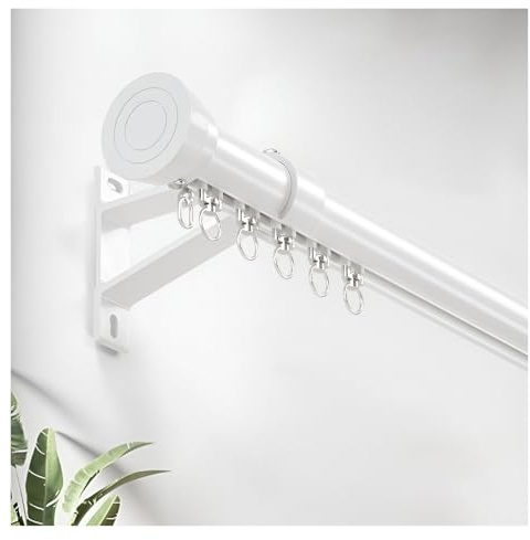 Binario per tenda da parete resistente, in alluminio, silenzioso, con finali, 500 cm (4 x 125 cm), ideale per divisorio e soluzioni per la privacy in spazi aperti (bianco)