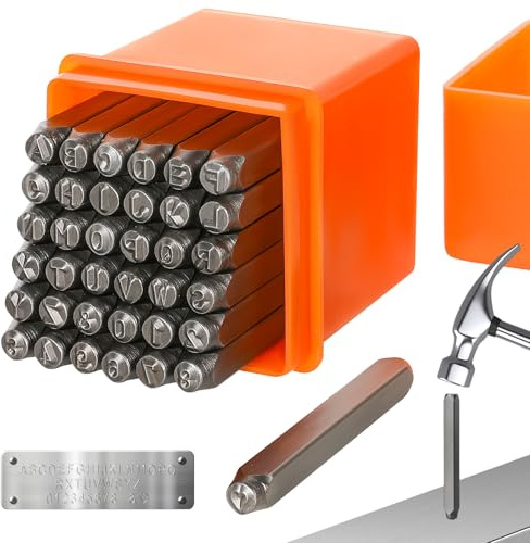 37 Schlagzahlen Alphabet Set,Metall Schlagstempel-Set aus Gehärtetem Stahl | 37 Stück A-Z,0-9,& und ♡,3mm Zahlen und Buchstaben Punch Set,für Stempeln von Metall Kunststoff Holz Leder DIY