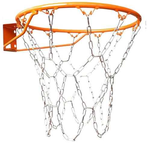 Basketballnetz, 304 Edelstahlkette, Basketballnetz, rostfreie und wetterbeständige Kette mit 12 Schnallen, robuste Netze für den Innen- und Außenbereich