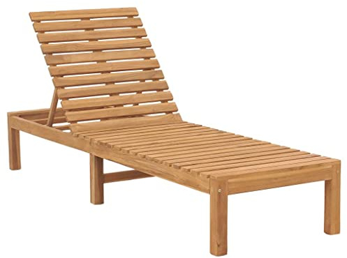 toolkix Sonnenliege Massivholz Teak verstellbar mit Armlehne und Rollen, wetterfest für Garten Terrasse Balkon, ergonomische Relaxliege klappbar mit Rückenlehne und Fußstütze