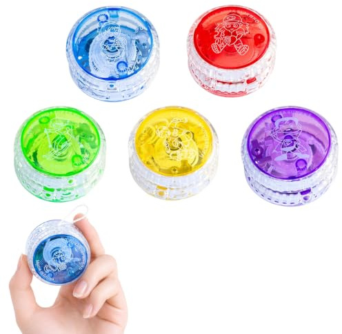 5 Pack Light Up Yoyo Set, Glowing Yo-Yos for Adult Skill Practitioners | Premium Yo-Yos with Durable Strings, Multi-Colour Recreational Hand Coordination Accessory for Adult Party & Outdoor Leisure