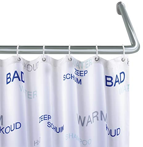 WENKO Winkelduschstange für Badewannen & Duschtassen, 3 Verschiedene Kombinationsmöglichkeiten, extra breite Stange (Ø25mm), Bohrmontage, rostfreies & langlebiges Aluminium, Chrom