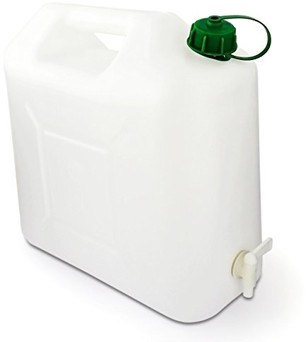 15 LTS WATER CONTAINER FOR CAMPING ETC WITH TOP FILL AND BOTTOM DISPENSING TAP, Weiss