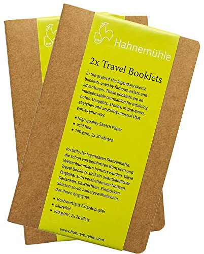 Hahnemühle Travel Booklets 2er Pack Skizzenbuch, 135x210mm, HF, 2x 20 Blatt