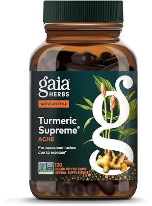 Gaia Herbs Turmeric Supreme Ache- Helps Provide Relief of Occasional Aches - with Turmeric Curcumin, Black Pepper, Devil’s Claw, Ginger, Feverfew & More - 120 Liquid Phyto-Capsules(60-Day Supply)