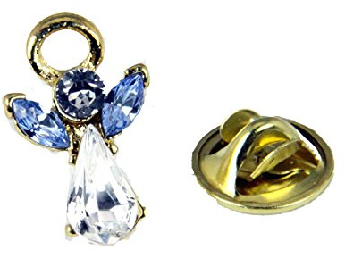 6030599 March Crystal Birth Month Angel Pin Guardian Lapel Brooch Tie Tack