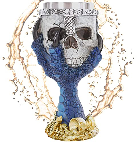 mtb more energy Calice Claw of The Azur Dragon - Crâne dans la Griffe du Dragon Bleu - Décoration Fantastique Fantaisie