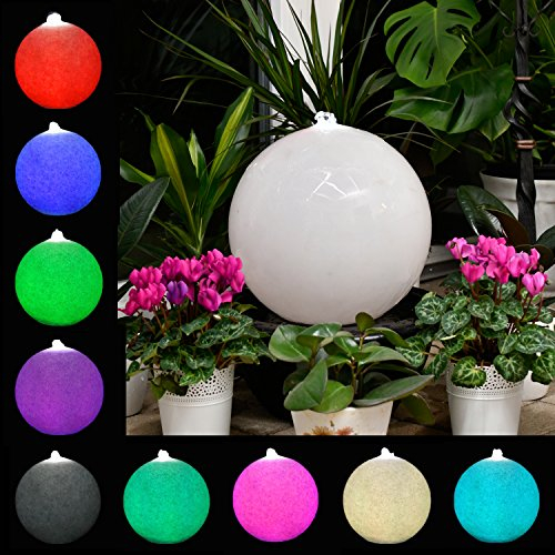 Köhko Wasserlichtspiel 40cm Kugelbrunnen 51004M in Milchweiß inkl. 24 Tasten IR-Fernbedienung