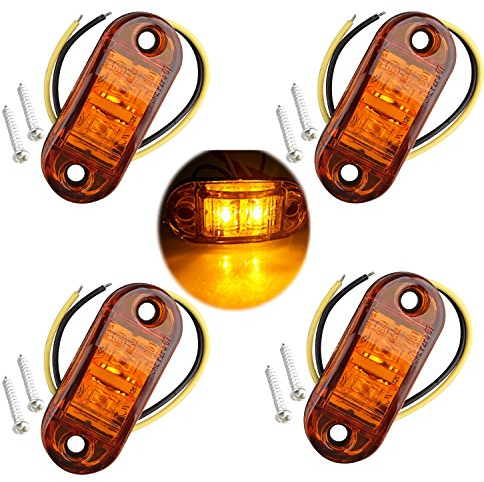 Futheda 4pcs IP65 12V/24V Oval LED Side Marker Lights Front Rear Lights Lamps Universal Indicator of Position with Amber Bulbs for Truck Trailer Van Caravan Lorry Car Bus Boats