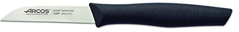 Arcos Serie Nova Caja 12 uds Cuchillo Mondador, Hoja de Acero Inoxidable de 80 mm, Mango de Polipropileno Color negro (12 UDS)