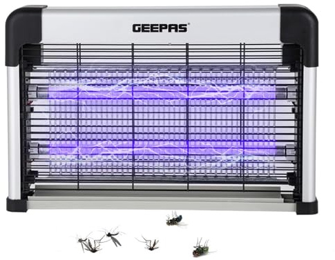 Geepas Electric Fly Killer & Bug Zapper | Powerful UV Light Indoor Insect Trap for Flies, Mosquitoes, Wasps | 50M² Coverage | Odourless & Low Noise | Plug-in Eco-Friendly Pest Control 20W