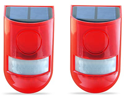 Zeerkeer Luz estroboscópica de Alarma Solar, IP65 LED Resistente al Agua, luz Intermitente con Sensor de Movimiento, Sirena de 110 dB,para casa,casa,Granja, Patio al Aire Libre, 2 Unidades