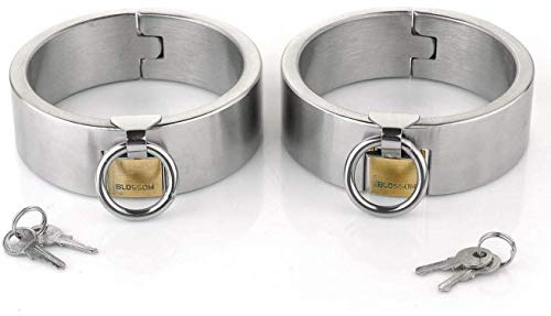 Handschellen Sex Edelstahl Handfesseln Echt Bondage Extrem Frauen Handgelenk Restraint Mit Schloss und Schlüssel Sklave Fesselspiel Erotik Sexspielzeug für Damen Paar Abschließbar,Männer 5.5 * 6.5cm