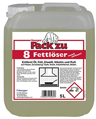 SEEGER Pack zu 8 - FETTLÖSER | rasant wirksam | 5 Liter Kanister