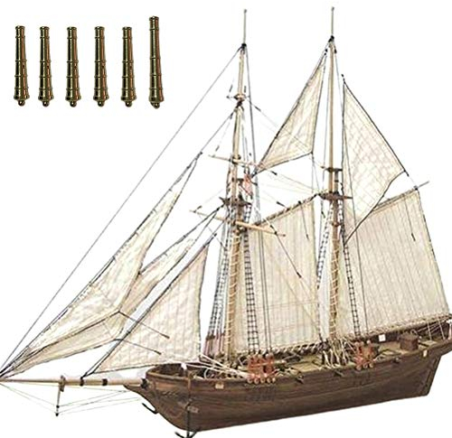 Guanan Segelboot Modell, Holzschiff Modelle, DIY Schiffsmodell Kit, 6 Bronzekanonen, Dekoration Modellbausatz Holz Schiff Bausatz Flaggschiff Holzmodell Spielzeug für Kinder (400 * 150 * 270 mm)