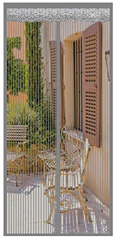 Magnetic Screen Door Curtain, 85x235cm Mosquito Bug Protection Insect Net Door Easy to Install Without Drilling, for Front Door and Living Room and Kids Pets, Gray