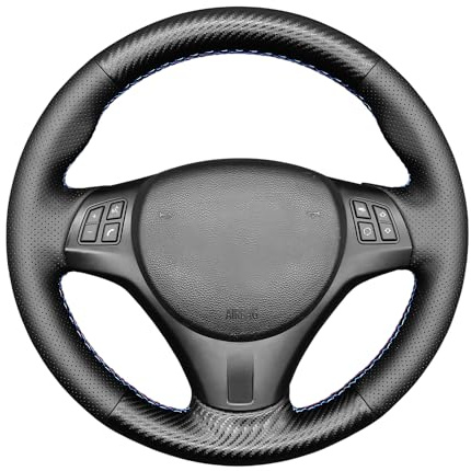 MEWANT Lenkradbezug Handstiche Lenkradhülle aus PU Kohlefaser&Echtleder Auto Lenkradschoner für Sport M3 E90 E91 E92 E93 E87 E81 E82 E88 X1 E84