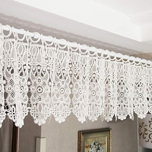 Yaland scheibengardinen Spitze Kurze vorhänge landhausstil bistrogardinen ösen vorhänge fenstervorhänge Türbehang mit Blumenmuste Wunderschön dekoriert (BxH 120X30cm) Weiß 1 Stück