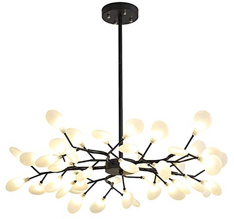 G4 Nordic Modernen Glühwürmchen Kronleuchter,Schwarz Während Light Zweig Einstellbare Höhe Deckenleuchte Fixture Industrial Vintage Für Küche Dining Beleuchtung-Schwarz und matt weiß glas lampenschirm