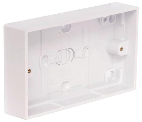Double Patress Box 32mm – Surface Mount Electrical Back Box for Double Sockets, Switches & Outlets | Durable PVC Wall Mount Junction Box for Wiring, Home & Commercial Electrical Installations