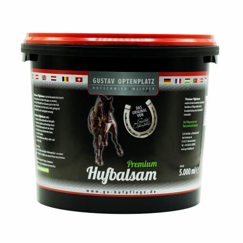 Gustav Optenplatz Premium Hufbalsam für Pferde, GO! Pferdepflege für gesundes Hufwachstum, Huffett für die tägliche Hufpflege, Hufsalbe & Huffestiger gegen trockene rissige Hufe, Anti-Doping (5000ml)
