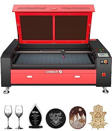 OMTech 130W Incisore Laser CO2, Taglierina Laser 900x1300MM, Macchina da Taglio Industriale per Incisione Laser con Controller Ruida Autofocus Autolift Ruote Assistite ad Aria a 4 Vie
