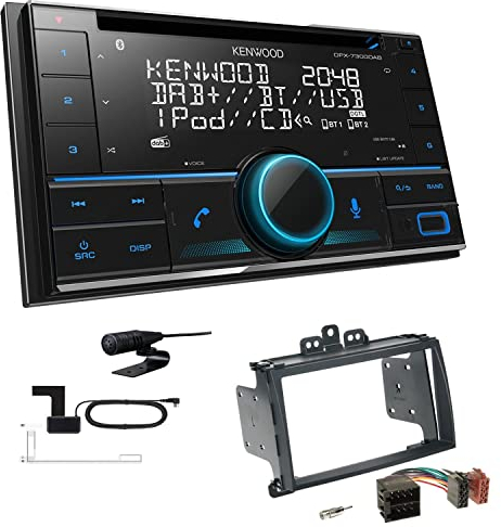 Kenwood DPX-7300DAB 2-DIN Autoradio mit Bluetooth Digitalradio DAB+ USB CD passend für Hyundai i20 2009-2012 schwarz