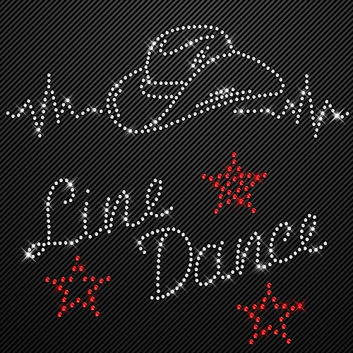 Glitzerdeals Bügelbilder aus Strass Line Dance Set Mix Cowboyhut und Schrift Aufbügler für Textilien Karneval Kostüm Line Dance Strassmotiv Cowboyhut Aufbügler Glitzer Cowgirl
