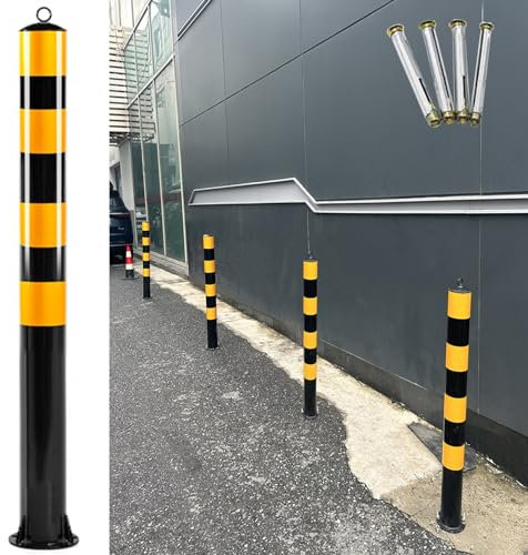 Parkplatzsperre 39 Zoll 48 Zoll Hoher Sicherheitspoller für Beton, Hochleistungsparksperren-Verkehrszeichensäule, Sicherheitsleitpfosten aus Stahl mit Ankerbolzen ( Color : 2PCS , Size : 120cm (47 1/4