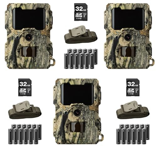 DÖRR Wildkamera Mini Pro Dreierpack mit SD-Karten und Batterien | Bewegungsmelder, unsichtbarer Infrarotblitz 940nm, Tierbeobachtung, Grundstücksüberwachung, Innen- und Außenbereich