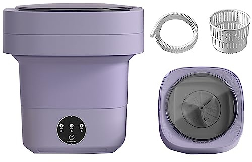 Portable Washing Machine, Mini Foldable Washer and Spin Dryer Small Foldable Bucket Washer, Suitable for Apartment Dorm,Travelling, Camping, Blue Light (12L) (Color : Purple)